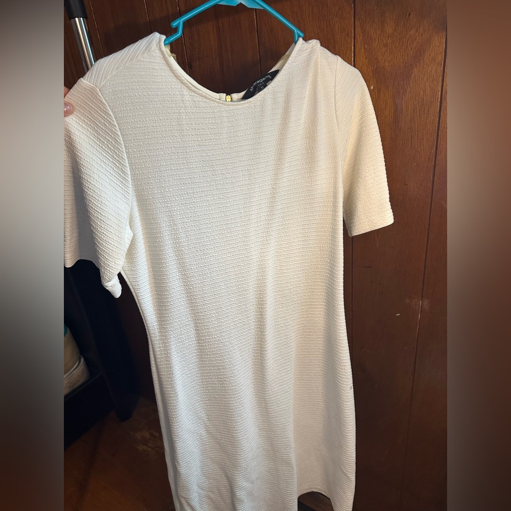 Sharagano White Textured Shift Dress